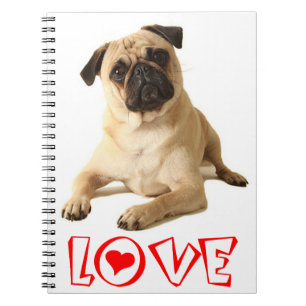 Liebe Pug Welpe Hund rotes Notizbuch / Tagebuch