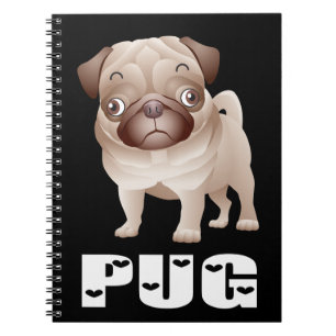 Liebe Pug Welpe Hund Schwarzes Notizbuch / Tagebuc Notizblock