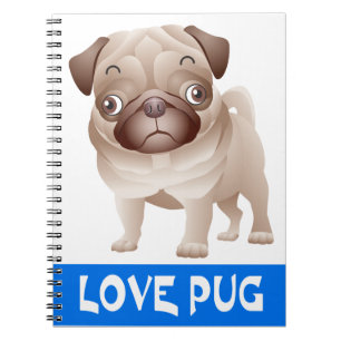 Liebe Pug Welpen Hund Notizbuch / Tagebuch