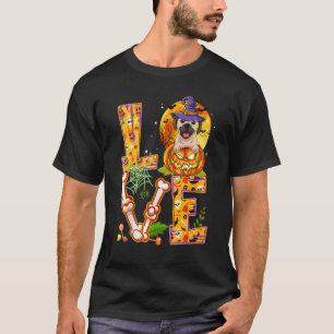 Liebe Puggle Hexe Kürbis Gruselig Halloween Hund T-Shirt