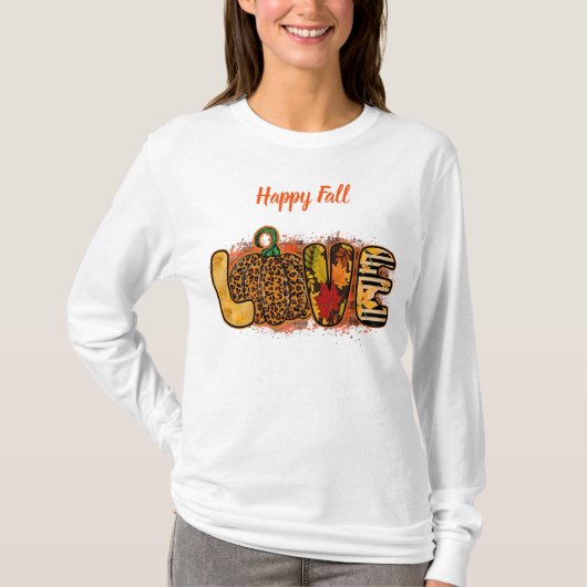 Liebe Pumpkin Autumn Text anpassen T-Shirt (Vorderseite)