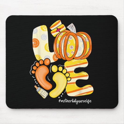Liebe Pumpkin Footprint Mutter Byby Herbst Herbst Mousepad (Vorne)