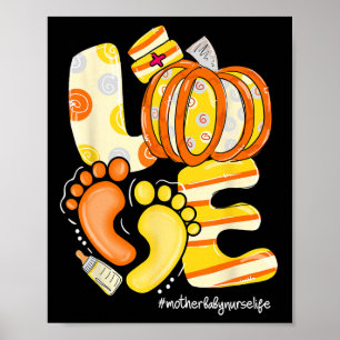 Liebe Pumpkin Footprint Mutter Byby Herbst Herbst Poster