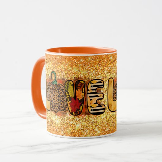 Liebe Pumpkin Herbst Farbe anpassen Tasse (Vorderseite Links)