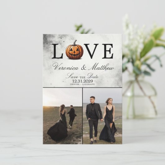 Liebe Pumpkin Save the Date Card (Stehend Vorderseite)