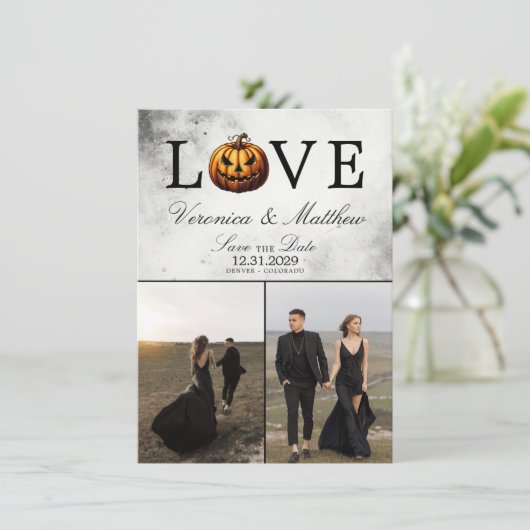 Liebe Pumpkin Save the Date Card (Stehend Vorderseite)
