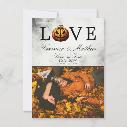 Liebe Pumpkin Save the Date Card (Vorderseite)