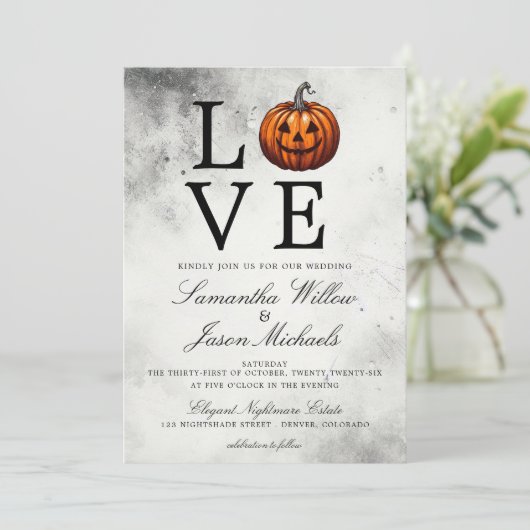 Liebe Pumpkin Wedding Einladung (Stehend Vorderseite)
