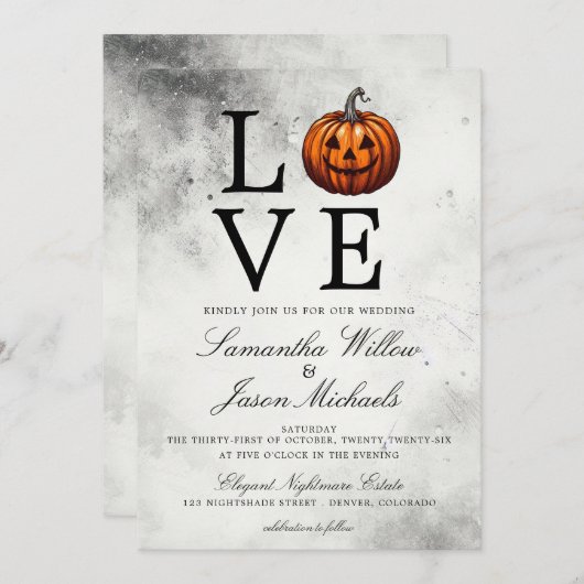 Liebe Pumpkin Wedding Einladung (Vorne/Hinten)