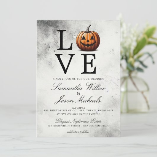 Liebe Pumpkin Wedding Einladung (Stehend Vorderseite)