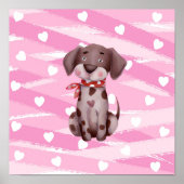 "LIEBE PUPPY" MIT PINK UND WEISSEN HERZEN POSTER (Vorne)