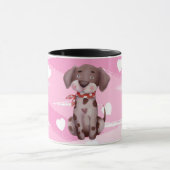 "LIEBE PUPPY" MIT PINK UND WEISSEN HERZEN TASSE (Zentrum)