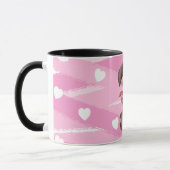"LIEBE PUPPY" MIT PINK UND WEISSEN HERZEN TASSE (Links)