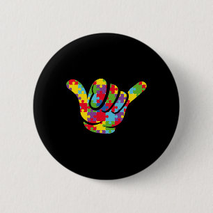 Liebe Puzzle Hand Gebärdensprache Autismus Bewusst Button