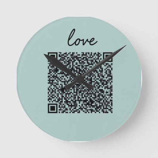 Liebe QR-Code Runde Wanduhr (Vorderseite)