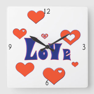 Liebe-Quadrat-Uhr Quadratische Wanduhr