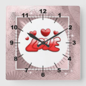 Liebe Quadratische Wanduhr (Vorderseite)