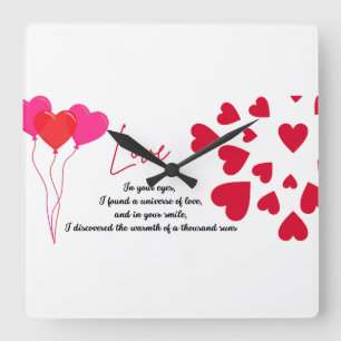 Liebe Quadratische Wanduhr