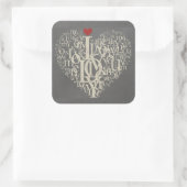 Liebe Quadratischer Aufkleber (Tasche)