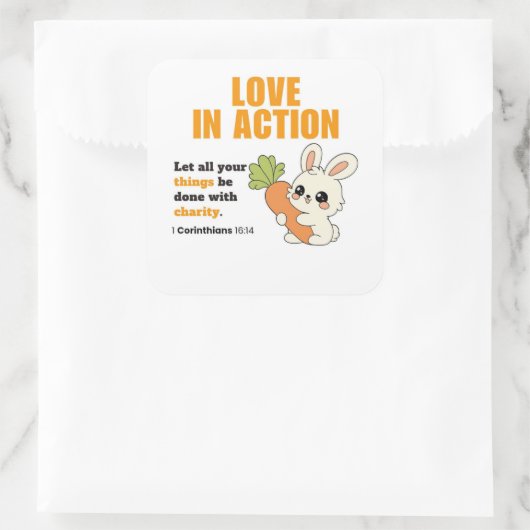 Liebe Quadratischer Aufkleber (Tasche)