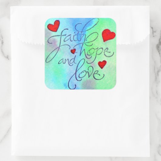 Liebe Quadratischer Aufkleber (Tasche)