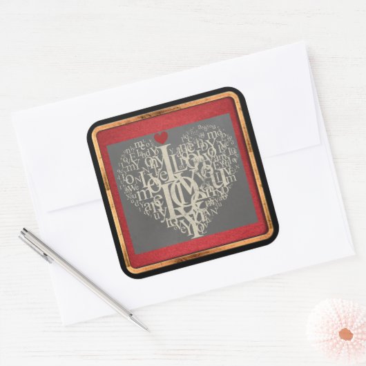 Liebe Quadratischer Aufkleber (Umschlag)
