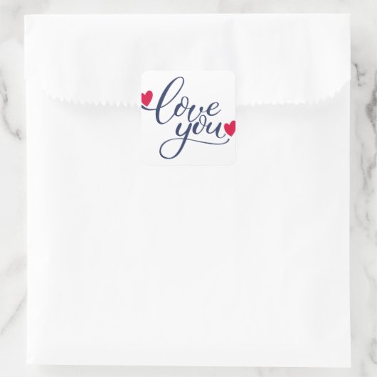 Liebe Quadratischer Aufkleber (Tasche)