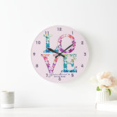 Liebe Quilt Patchwork Große Wanduhr (Zuhause)