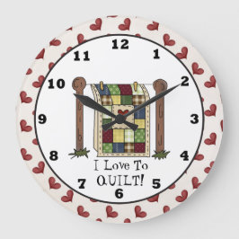Liebe Quilting Cartoon Wanduhr
