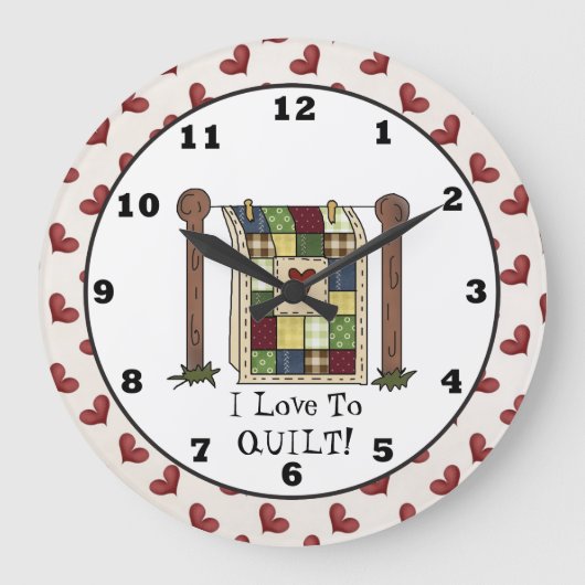 Liebe Quilting Cartoon Wanduhr (Vorderseite)