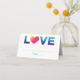 Liebe Rainbow Colors Heart Wedding Platzkarte