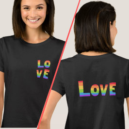LIEBE Rainbow Colors LGBTQ Prix Front & Back Print T-Shirt
