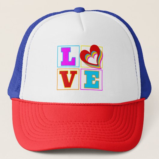 LIEBE RAINBOW FARBIGE HERZEN TRUCKERKAPPE (Vorderseite)