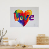 Liebe Rainbow Heart Art Painting Poster Print (Küche)