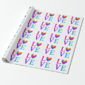 LIEBE Rainbow Heart Geschenkpapier (Ungerollt)