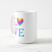 LIEBE Rainbow Heart Kaffeetasse (Vorderseite Links)