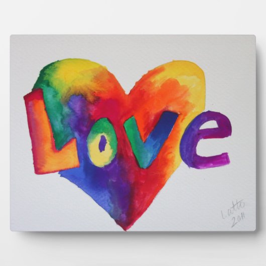 Liebe Rainbow Heart Painting Gedicht Plaque Fotoplatte (Vorderseite)
