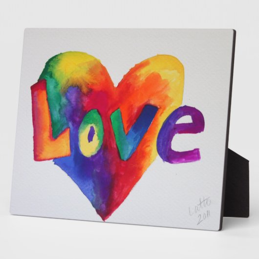 Liebe Rainbow Heart Painting Gedicht Plaque Fotoplatte (Seite)