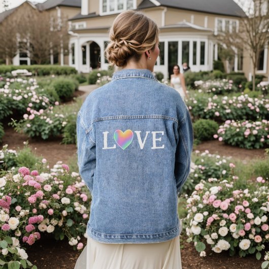 LIEBE Rainbow Heart Women's Jeansjacke (Hochzeit Rückseite)