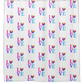 LIEBE Rainbow Hearts Duschvorhang (Vorderseite)