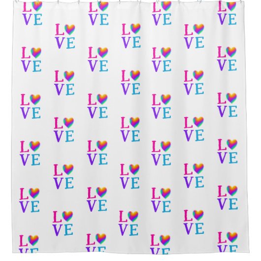 LIEBE Rainbow Hearts Duschvorhang (Vorderseite)