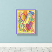 Liebe Rainbow Hearts Leinwand zeichnen Art Print (Insitu (Holzboden))