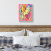 Liebe Rainbow Hearts Leinwand zeichnen Art Print (Insitu (Schlafzimmer))