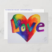 Liebe Rainbow Herzstück Watercolor Kunst, Dichtung Postkarte (Vorne/Hinten)