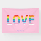 LIEBE-Rainbow-LGBTQIA-Flagge, Druckbuchstabe Rosa Banner (Horizontal)