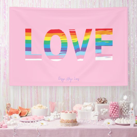 LIEBE-Rainbow-LGBTQIA-Flagge, Druckbuchstabe Rosa Banner (Party)