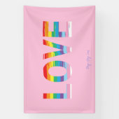 LIEBE-Rainbow-LGBTQIA-Flagge, Druckbuchstabe Rosa Banner (Vertikal)