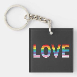 LIEBE-Rainbow-LGBTQIA-Flagge, T - Shirt für den Pr Schlüsselanhänger