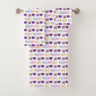 LIEBE Rainbow Pride Layer Cake Slice Lila Herz Badhandtuch Set