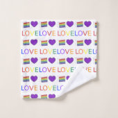 LIEBE Rainbow Pride Layer Cake Slice Lila Herz Badhandtuch Set (Waschlappen)